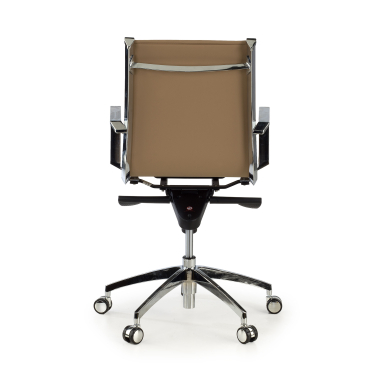 sillon de oficina marron cafe estructura cromada ecopiel piel sintetica brazos fijos 6