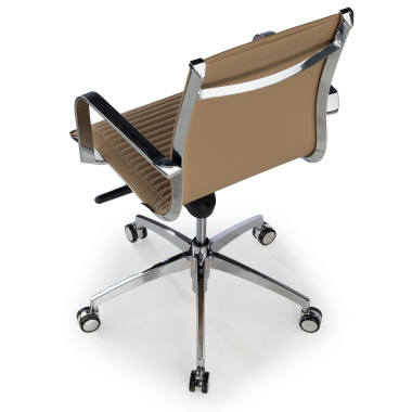 sillon de oficina marron cafe estructura cromada ecopiel piel sintetica brazos fijos 7