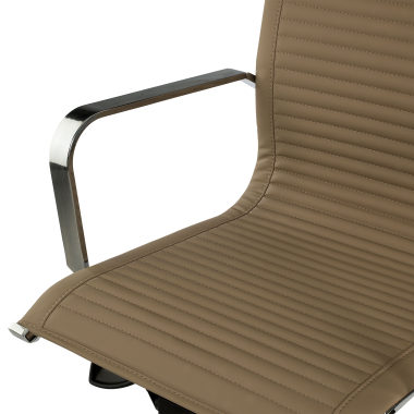 sillon de oficina marron cafe estructura cromada ecopiel piel sintetica brazos fijos 8