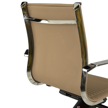 sillon de oficina marron cafe estructura cromada ecopiel piel sintetica brazos fijos 9