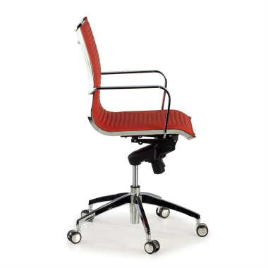 sillon de oficina rojo estructura cromada ecopiel piel sintetica brazos fijos 4