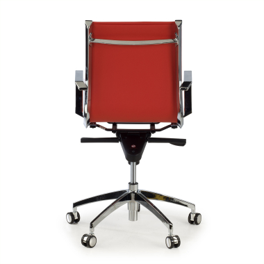 sillon de oficina rojo estructura cromada ecopiel piel sintetica brazos fijos 6