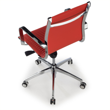 sillon de oficina rojo estructura cromada ecopiel piel sintetica brazos fijos 7