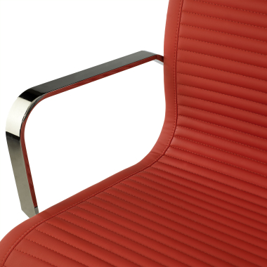 sillon de oficina rojo estructura cromada ecopiel piel sintetica brazos fijos 8