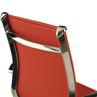 sillon de oficina rojo estructura cromada ecopiel piel sintetica brazos fijos 9