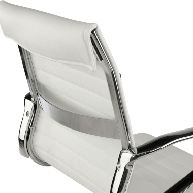 sillon de direccion blanco respaldo bajo piel natura piel natural brazos fijos 8