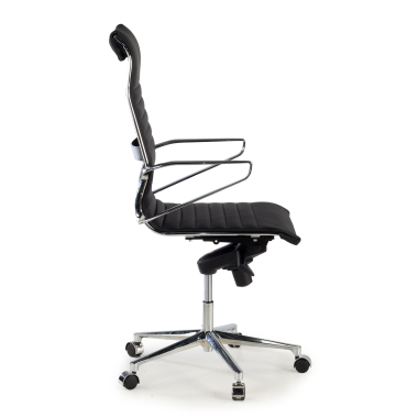 sillon de direccion negro respaldo alto piel natura piel natural brazos fijos 4