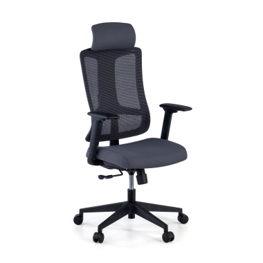 silla ergonomica gris estructura negra malla brazos regulables 3d soporte lumbar reposacabezas 1