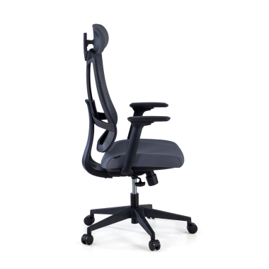 silla ergonomica gris estructura negra malla brazos regulables 3d soporte lumbar reposacabezas 4