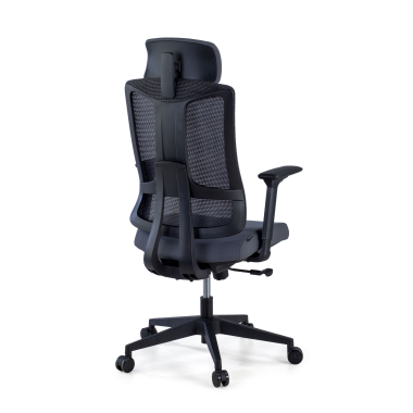 silla ergonomica gris estructura negra malla brazos regulables 3d soporte lumbar reposacabezas 5