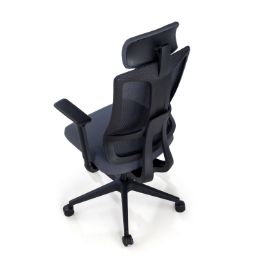 silla ergonomica gris estructura negra malla brazos regulables 3d soporte lumbar reposacabezas 7