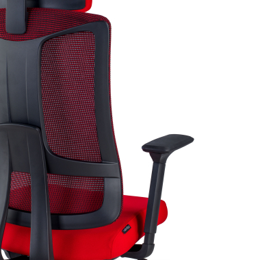 silla ergonomica rojo estructura negra malla brazos regulables 3d soporte lumbar reposacabezas 9