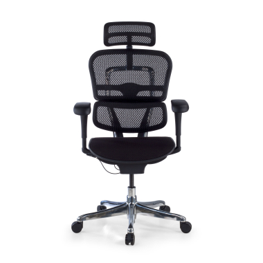silla ergonomica negro estructura negra asiento tapizado tela brazos moviles reposacabezas 3