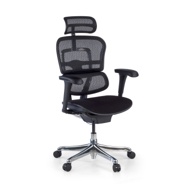 silla ergonomica negro estructura negra asiento tapizado tela brazos moviles reposacabezas 1