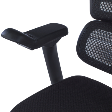 silla ergonomica negro estructura negra asiento tapizado tela brazos regulables 5d reposacabezas 6