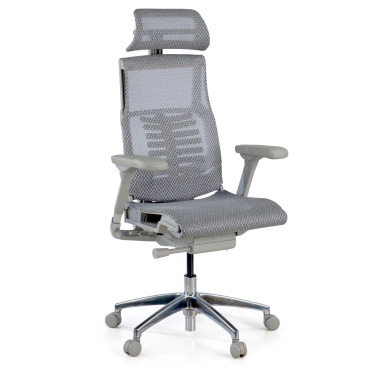 silla ergonomica gris estructura blanca malla brazos regulables 5d soporte lumbar reposacabezas 1