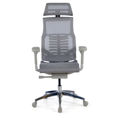 silla ergonomica gris estructura blanca malla brazos regulables 5d soporte lumbar reposacabezas 3