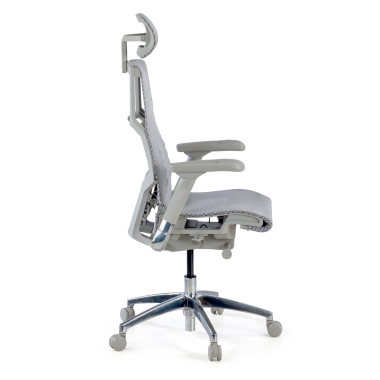silla ergonomica gris estructura blanca malla brazos regulables 5d soporte lumbar reposacabezas 4