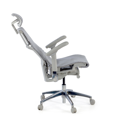 silla ergonomica gris estructura blanca malla brazos regulables 5d soporte lumbar reposacabezas 5