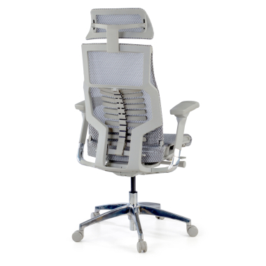 silla ergonomica gris estructura blanca malla brazos regulables 5d soporte lumbar reposacabezas 6