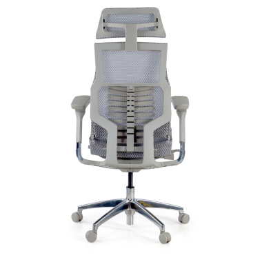 silla ergonomica gris estructura blanca malla brazos regulables 5d soporte lumbar reposacabezas 7