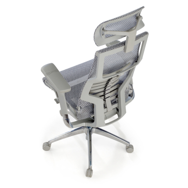 silla ergonomica gris estructura blanca malla brazos regulables 5d soporte lumbar reposacabezas 8