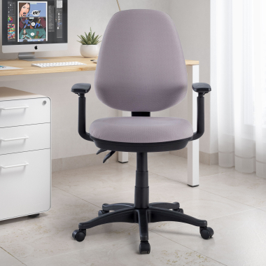 silla de oficina gris con brazos tela brazos regulables 1d 2