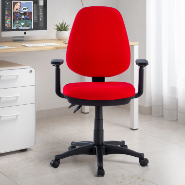 silla de oficina rojo con brazos tela brazos regulables 1d 2