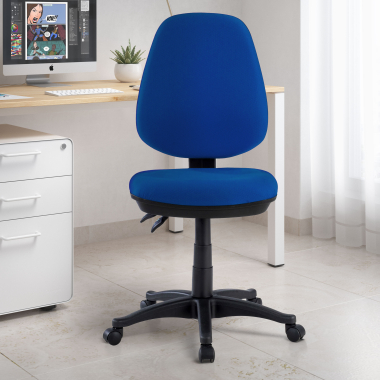 silla de oficina azul sin brazos tela sin brazos 2