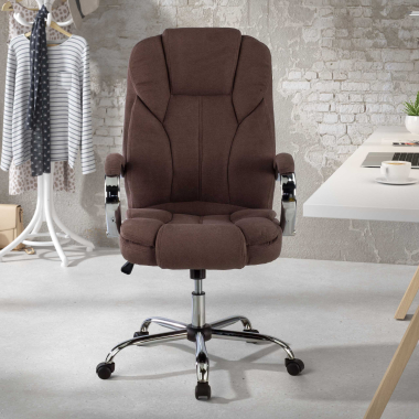 sillon de oficina marron tapizado tela brazos tapizados 2