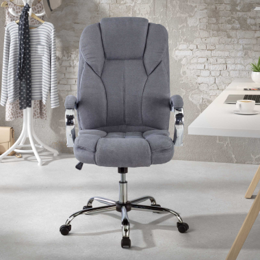 sillon de oficina gris tapizado tela brazos tapizados 2