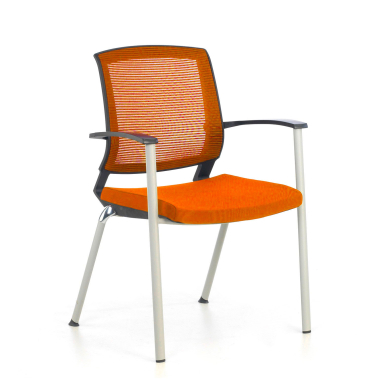 silla de visita naranja adam malla brazos fijos 1
