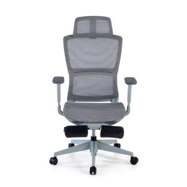 silla ergonomica gris con reposapies malla brazos regulables 3d doble soporte lumbar reposacabezas reposapies extensible 3