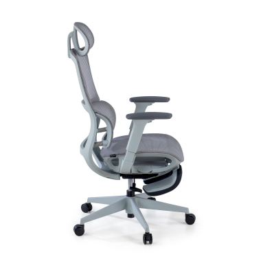 silla ergonomica gris con reposapies malla brazos regulables 3d doble soporte lumbar reposacabezas reposapies extensible 4