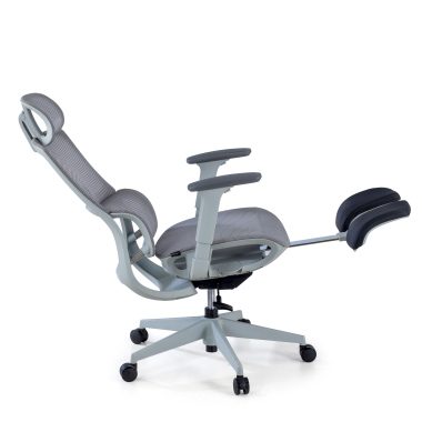 silla ergonomica gris con reposapies malla brazos regulables 3d doble soporte lumbar reposacabezas reposapies extensible 5
