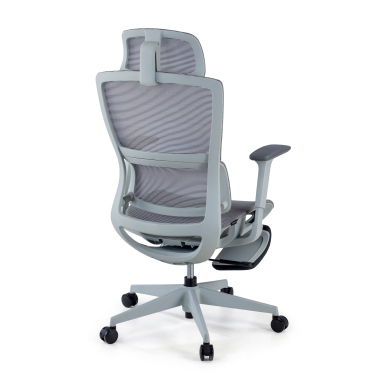 silla ergonomica gris con reposapies malla brazos regulables 3d doble soporte lumbar reposacabezas reposapies extensible 6