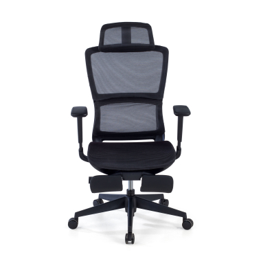 silla ergonomica negro con reposapies malla brazos regulables 3d doble soporte lumbar reposacabezas reposapies extensible 3