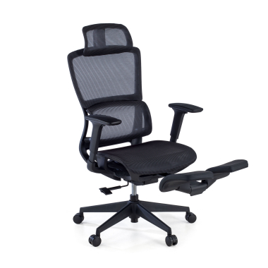 silla ergonomica negro con reposapies malla brazos regulables 3d doble soporte lumbar reposacabezas reposapies extensible 4
