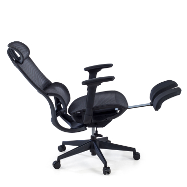 silla ergonomica negro con reposapies malla brazos regulables 3d doble soporte lumbar reposacabezas reposapies extensible 6