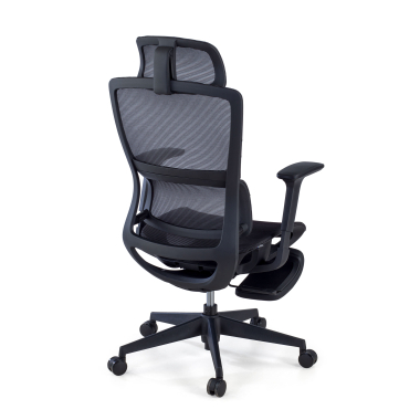 silla ergonomica negro con reposapies malla brazos regulables 3d doble soporte lumbar reposacabezas reposapies extensible 7