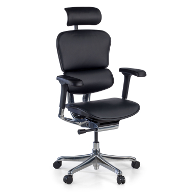 silla de oficina negro estructura negra piel natural piel natural brazos regulables 5d reposacabezas 1