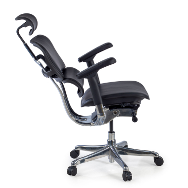 silla de oficina negro estructura negra piel natural piel natural brazos regulables 5d reposacabezas 5
