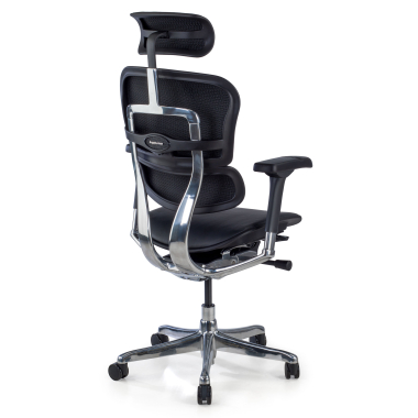 silla de oficina negro estructura negra piel natural piel natural brazos regulables 5d reposacabezas 6