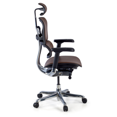 silla de oficina marron estructura negra piel natural piel natural brazos regulables 5d reposacabezas 4