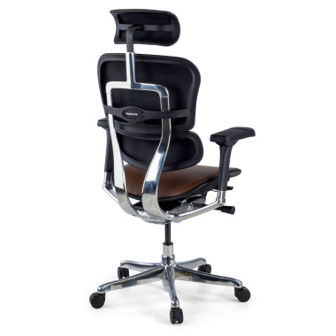 silla de oficina marron estructura negra piel natural piel natural brazos regulables 5d reposacabezas 6