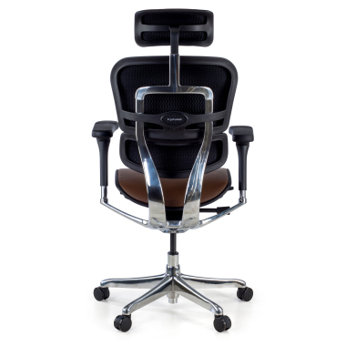 silla de oficina marron estructura negra piel natural piel natural brazos regulables 5d reposacabezas 7