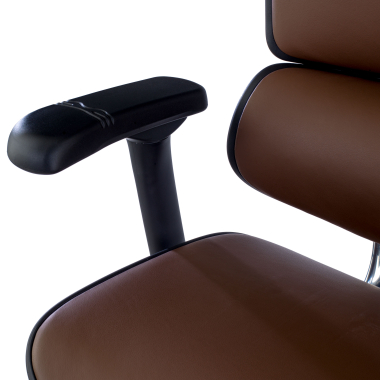 silla de oficina marron estructura negra piel natural piel natural brazos regulables 5d reposacabezas 9