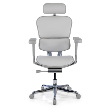 silla de oficina blanco gris estructura negra piel natural piel natural brazos regulables 5d reposacabezas 3