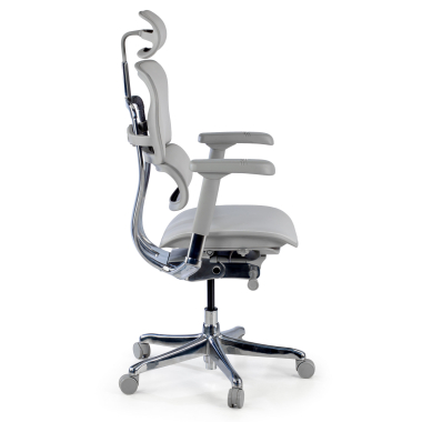 silla de oficina blanco gris estructura negra piel natural piel natural brazos regulables 5d reposacabezas 4