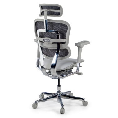 silla de oficina blanco gris estructura negra piel natural piel natural brazos regulables 5d reposacabezas 6